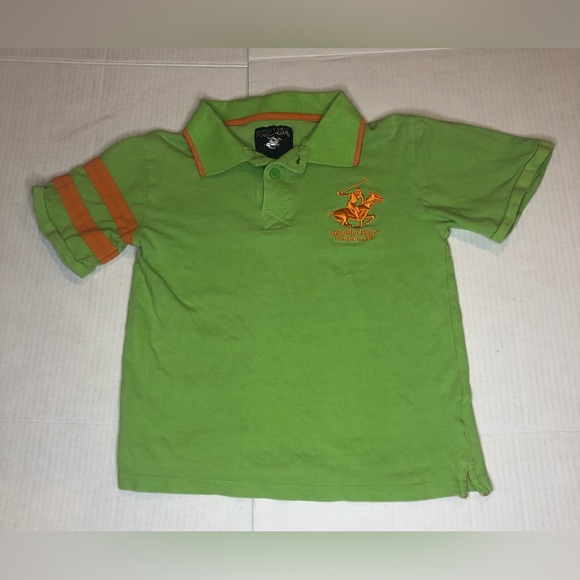 Beverly Hills Polo Club Other - Beverly Hills Polo Club Green Orange Big Logo Polo Shirt Youth size Medium 10